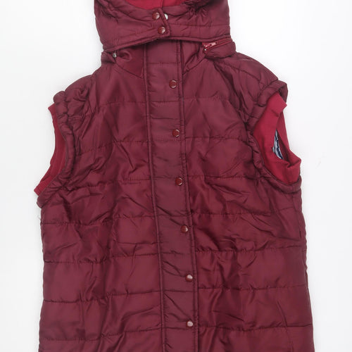 Urban Diva Women Red Puffer Hooded Quilted Waistcoat Size 18