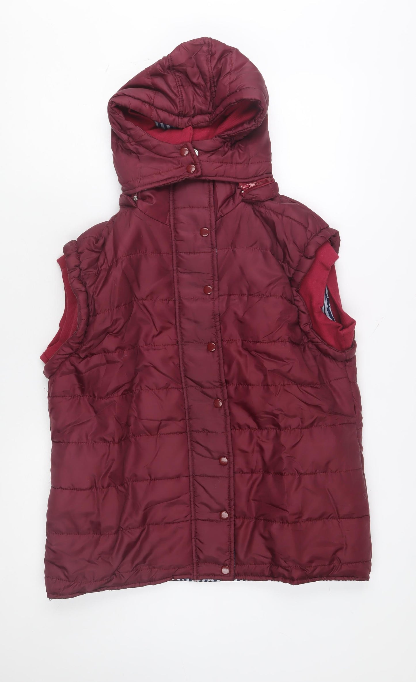 Urban Diva Women Red Puffer Hooded Quilted Waistcoat Size 18