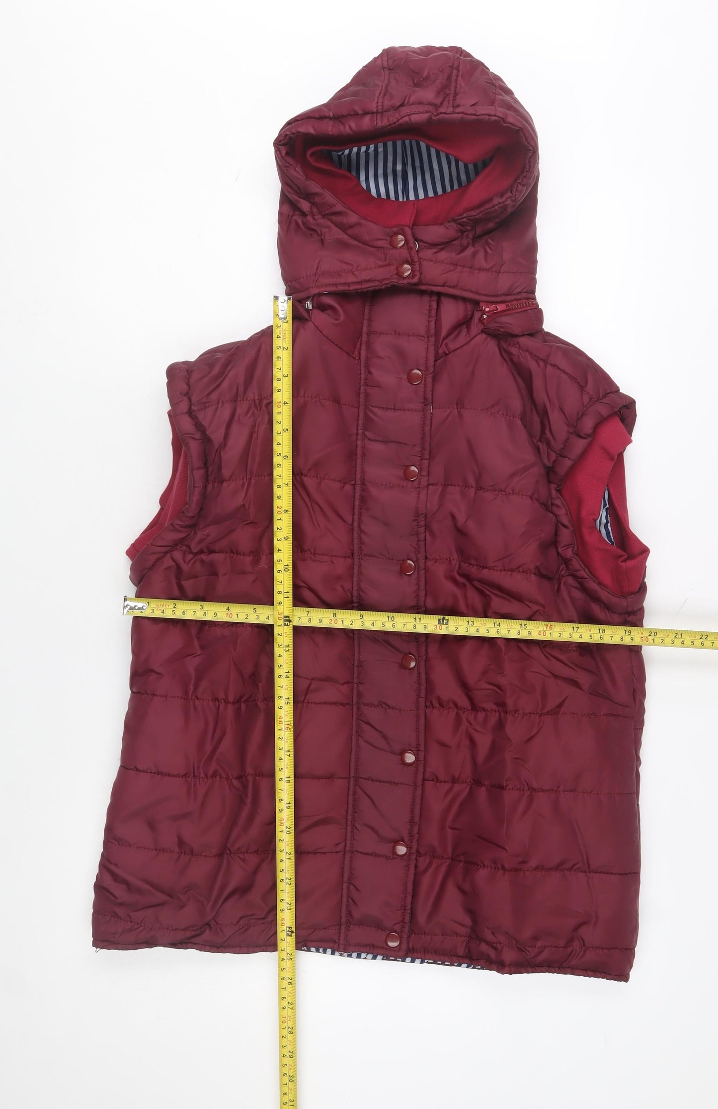 Urban Diva Women Red Puffer Hooded Quilted Waistcoat Size 18