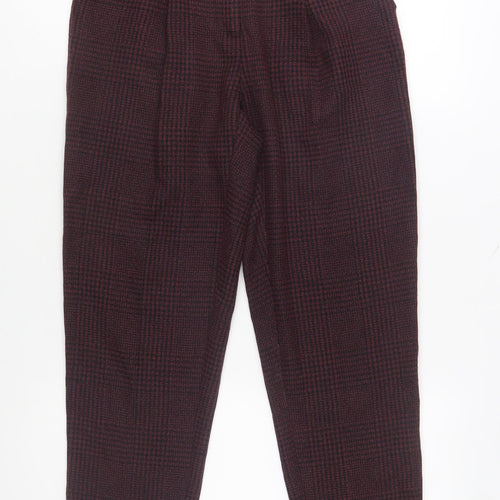 New Look Womens Brown Check High Waist Paperbag Trousers Size 8