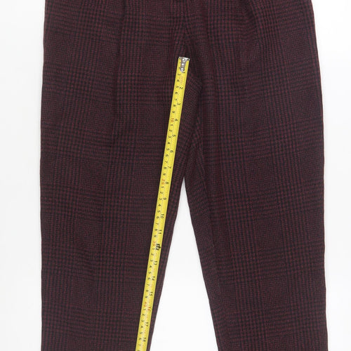 New Look Womens Brown Check High Waist Paperbag Trousers Size 8