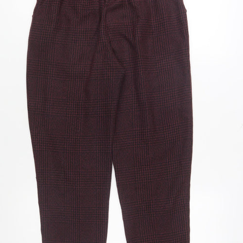 New Look Womens Brown Check High Waist Paperbag Trousers Size 8