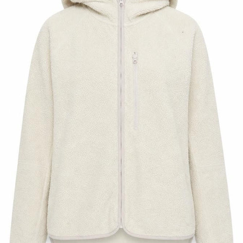 H&M Women Beige Hooded Fleece Activewear Jacket Size 12