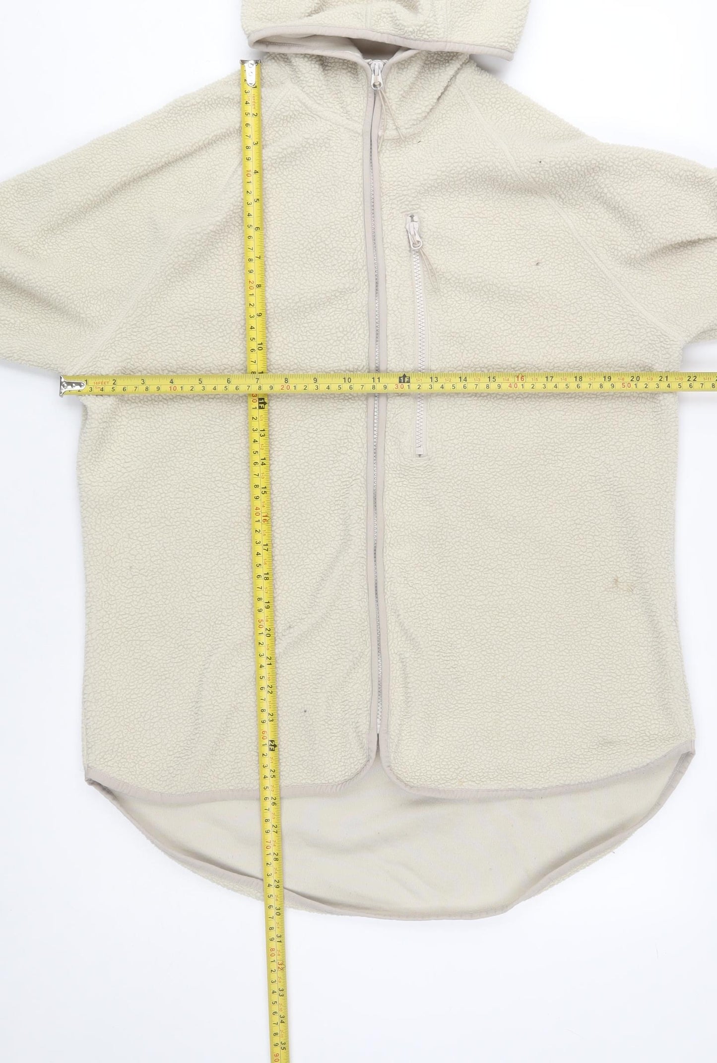 H&M Women Beige Hooded Fleece Activewear Jacket Size 12