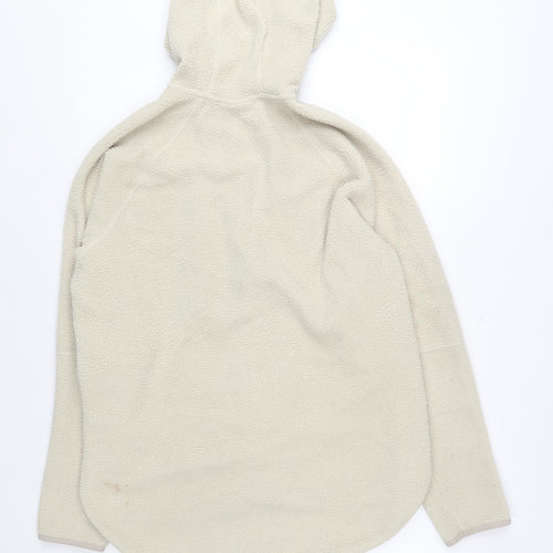 H&M Women Beige Hooded Fleece Activewear Jacket Size 12