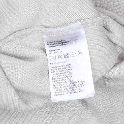 H&M Women Beige Hooded Fleece Activewear Jacket Size 12