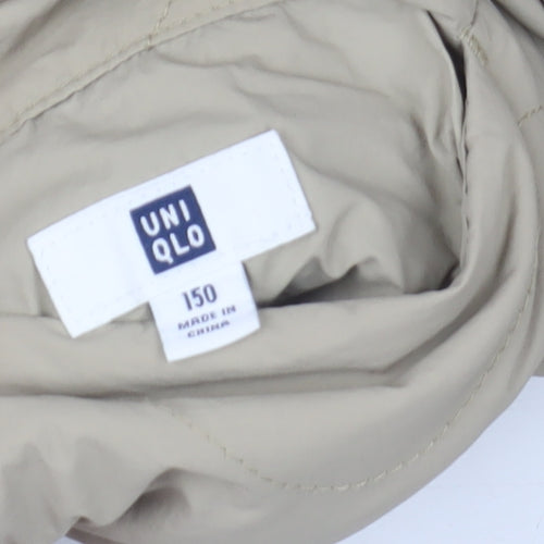 Uniqlo Girls Beige Quilted Mid-Length Jacket Size 11-12 Years