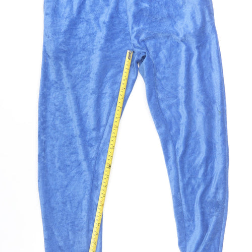 PrettyLittleThing Women Blue Velour Jogger Trousers Size 10