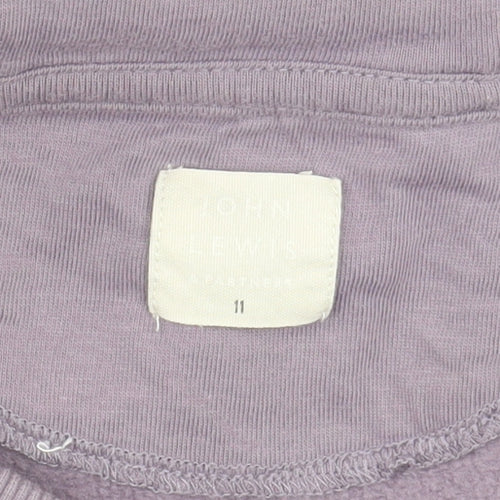 John Lewis Girls Purple Cotton Pullover Hoodie Age 11 Years