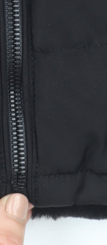 SoulCal & Co Boys Black Hooded Puffer Jacket 5-6 Years Faux Fur Trim Winter Coat