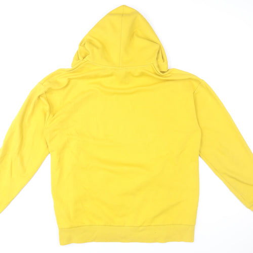 H&M Men Yellow Pullover Hoodie Medium Regular Fit Cotton Blend