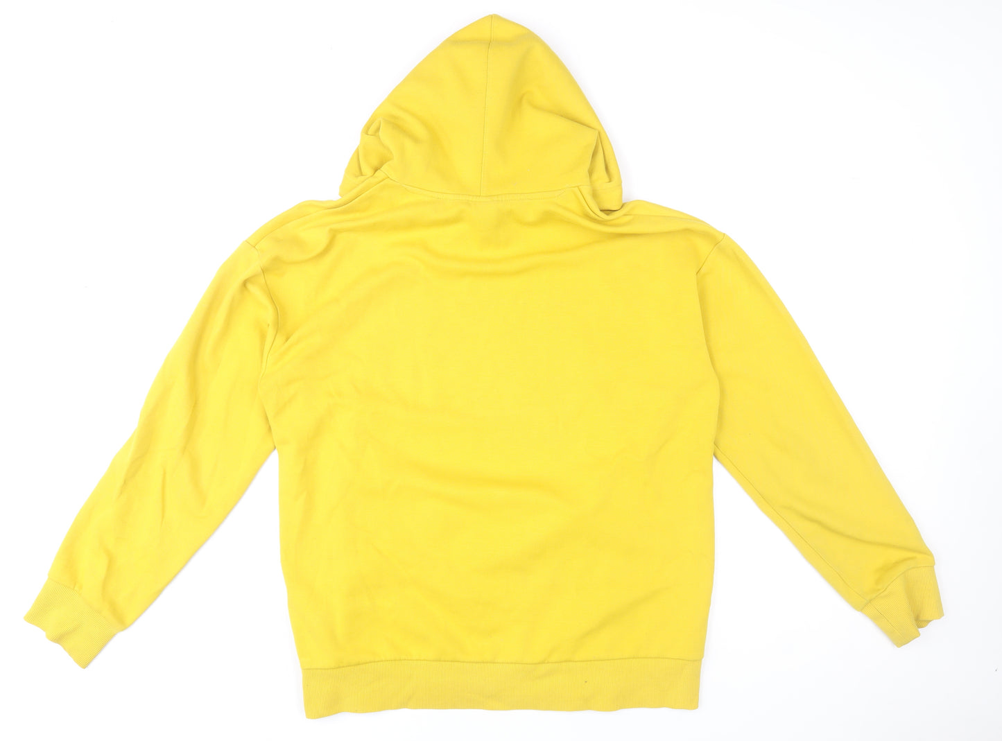 H&M Men Yellow Pullover Hoodie Medium Regular Fit Cotton Blend
