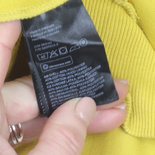 H&M Men Yellow Pullover Hoodie Medium Regular Fit Cotton Blend