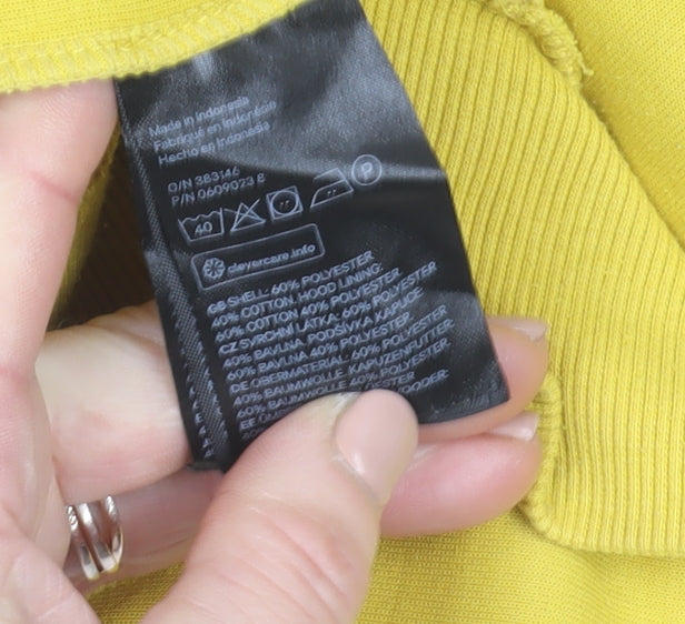 H&M Men Yellow Pullover Hoodie Medium Regular Fit Cotton Blend