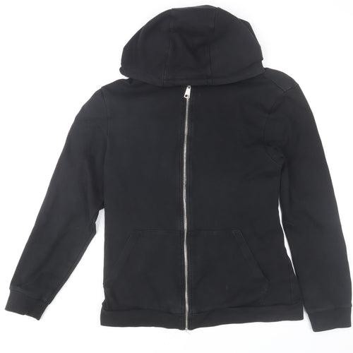 White Threads Men's Black L Basic Hooded Zip Activewear Jacket