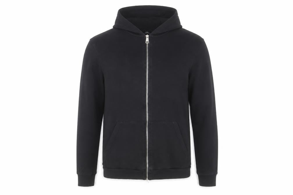 Front view of White Threads Men's Black L Basic Hooded Zip Activewear Jacket