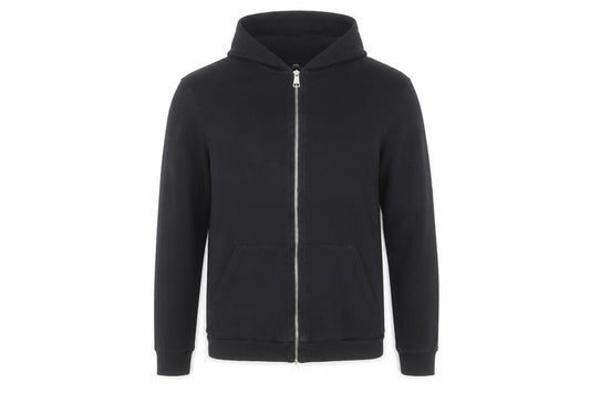 Front view of White Threads Men's Black L Basic Hooded Zip Activewear Jacket