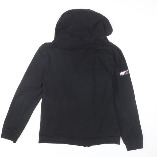 White Threads Men's Black L Basic Hooded Zip Activewear Jacket