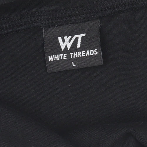 White Threads Men's Black L Basic Hooded Zip Activewear Jacket