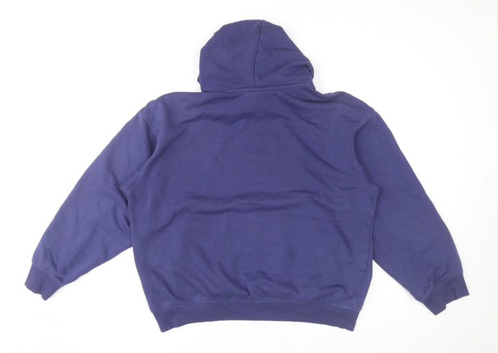H&M Men's Blue Pullover Hoodie Relaxed Fit Size M