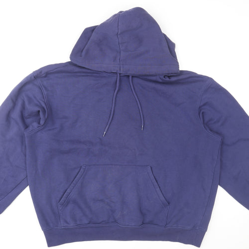 H&M Men's Blue Pullover Hoodie Relaxed Fit Size M
