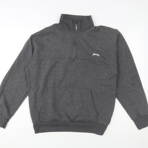 Slazenger Men’s Grey 1/4 Zip Fleece Sweatshirt Size L Regular Fit