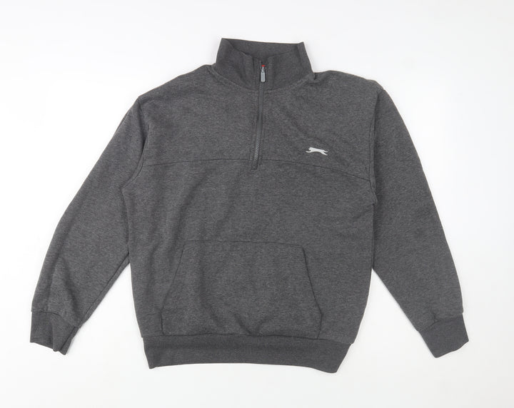 Slazenger Men’s Grey 1/4 Zip Fleece Sweatshirt Size L Regular Fit
