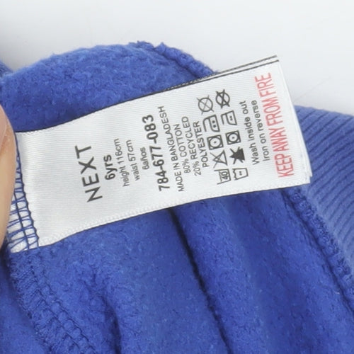 Next Boys Blue Pullover Hoodie Cotton Blend Size 6 Years