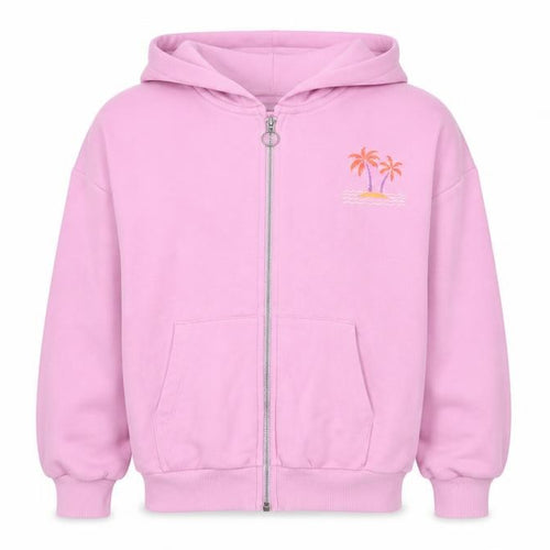 Marks and Spencer Girls Pink Full Zip Hoodie 9-10 Years Paradise Palms Embroidered
