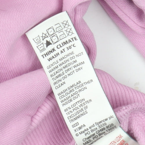 Marks and Spencer Girls Pink Full Zip Hoodie 9-10 Years Paradise Palms Embroidered