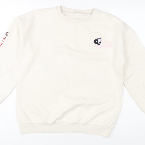 Marks and Spencer Girls Beige Graphic Sweatshirt 13-14 Years Crew Neck