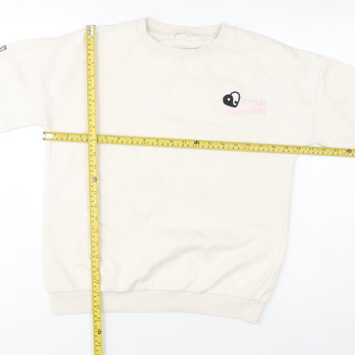 Marks and Spencer Girls Beige Graphic Sweatshirt 13-14 Years Crew Neck