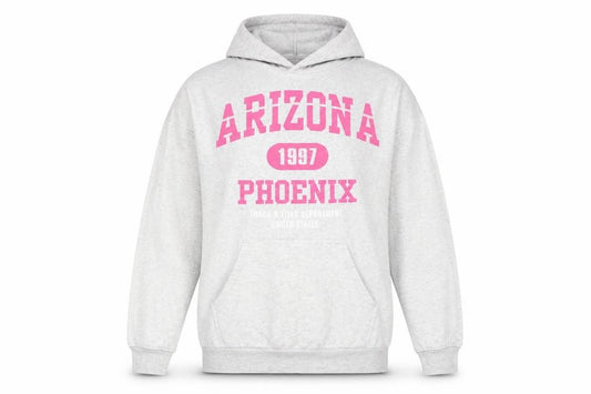 Front view of H&M Divided Women's Grey Hoodie S Arizona Phoenix Print Casual Pullover