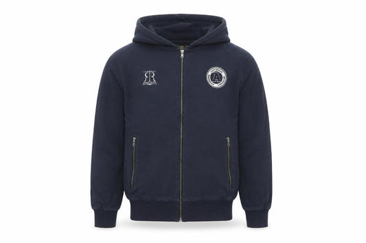 Front view of Robin Ruth Men Blue L Basic Hooded Full Zip Cotton Jacket