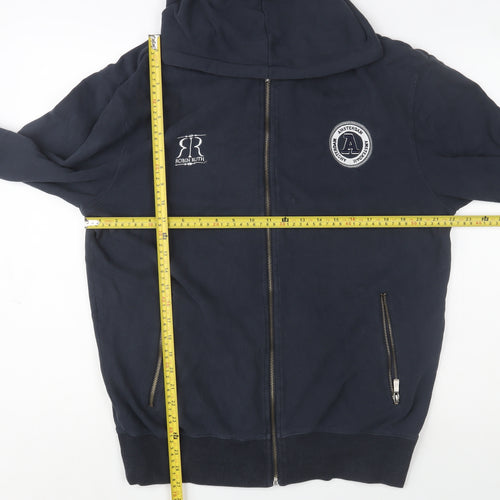 Robin Ruth Men Blue L Basic Hooded Full Zip Cotton Jacket