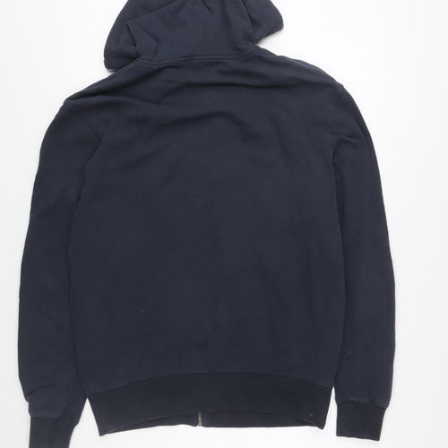 Robin Ruth Men Blue L Basic Hooded Full Zip Cotton Jacket