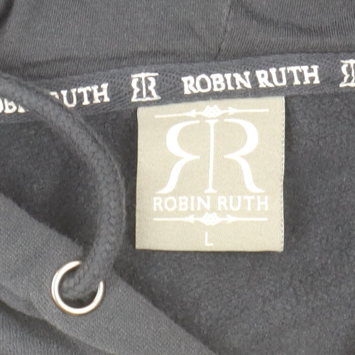 Robin Ruth Men Blue L Basic Hooded Full Zip Cotton Jacket