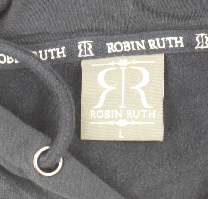 Robin Ruth Men Blue L Basic Hooded Full Zip Cotton Jacket