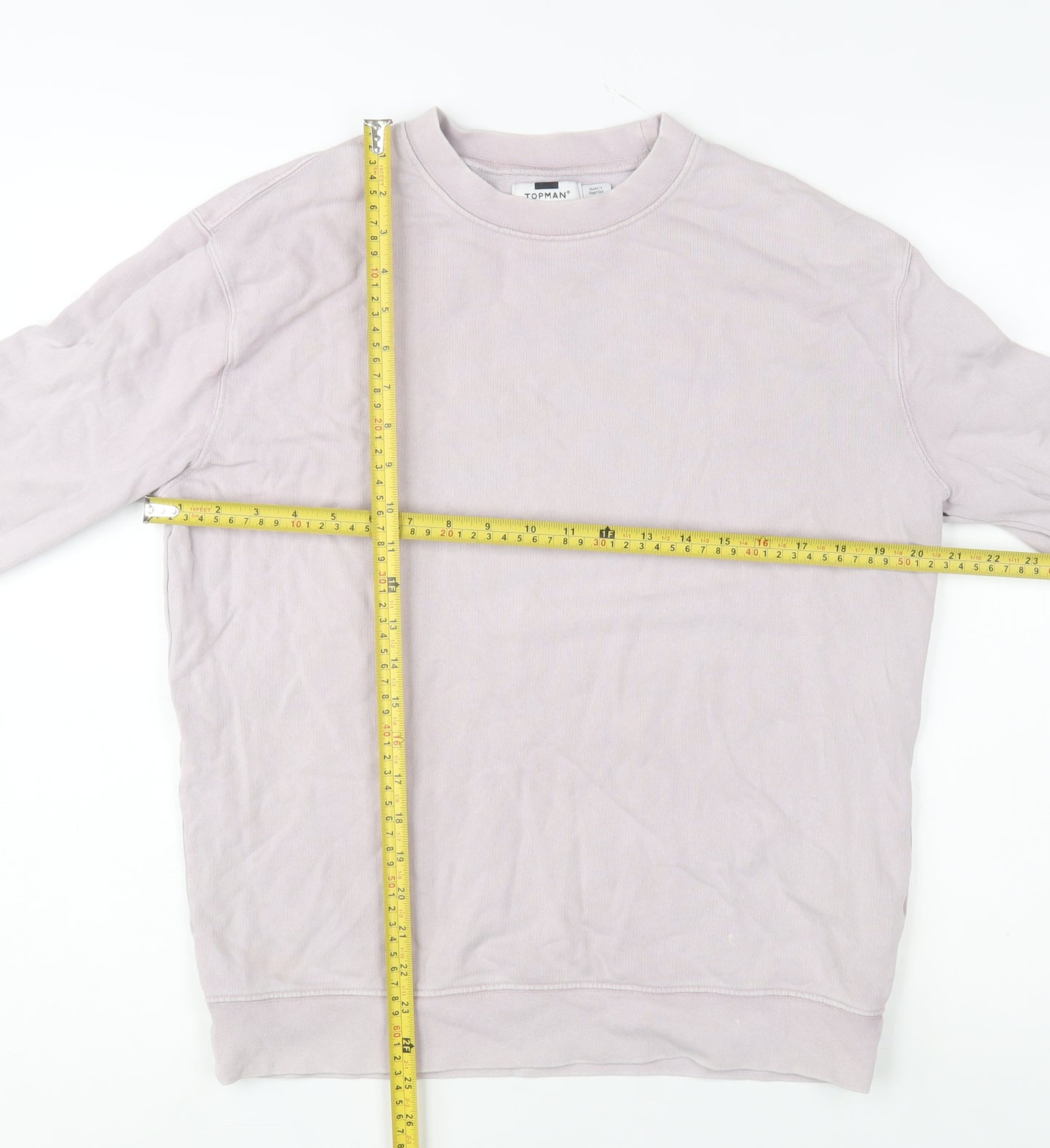 Topman Men’s Beige XS Crew Neck Cotton Pullover Sweatshirt