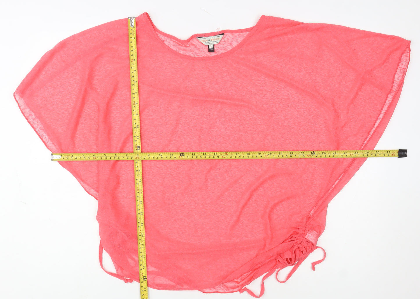 Billie & Blossom Women’s Pink Sheer Tunic Blouse UK 14 Relaxed Fit