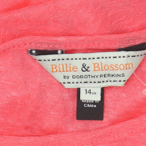 Billie & Blossom Women’s Pink Sheer Tunic Blouse UK 14 Relaxed Fit