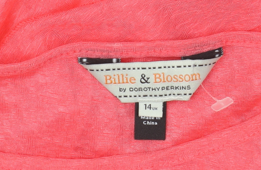Billie & Blossom Women’s Pink Sheer Tunic Blouse UK 14 Relaxed Fit