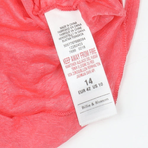 Billie & Blossom Women’s Pink Sheer Tunic Blouse UK 14 Relaxed Fit