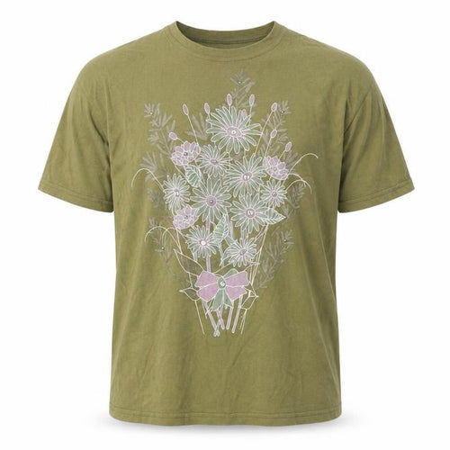 Mood Men’s Green Floral Print Vintage Short Sleeve T-Shirt XL