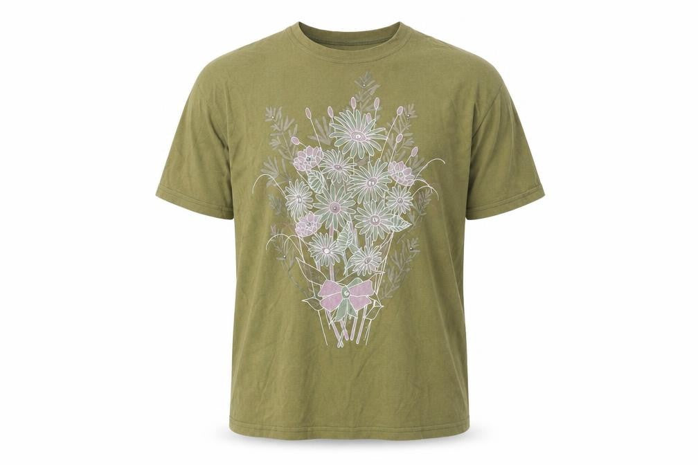 Mood Men’s Green Floral Print Vintage Short Sleeve T-Shirt XL