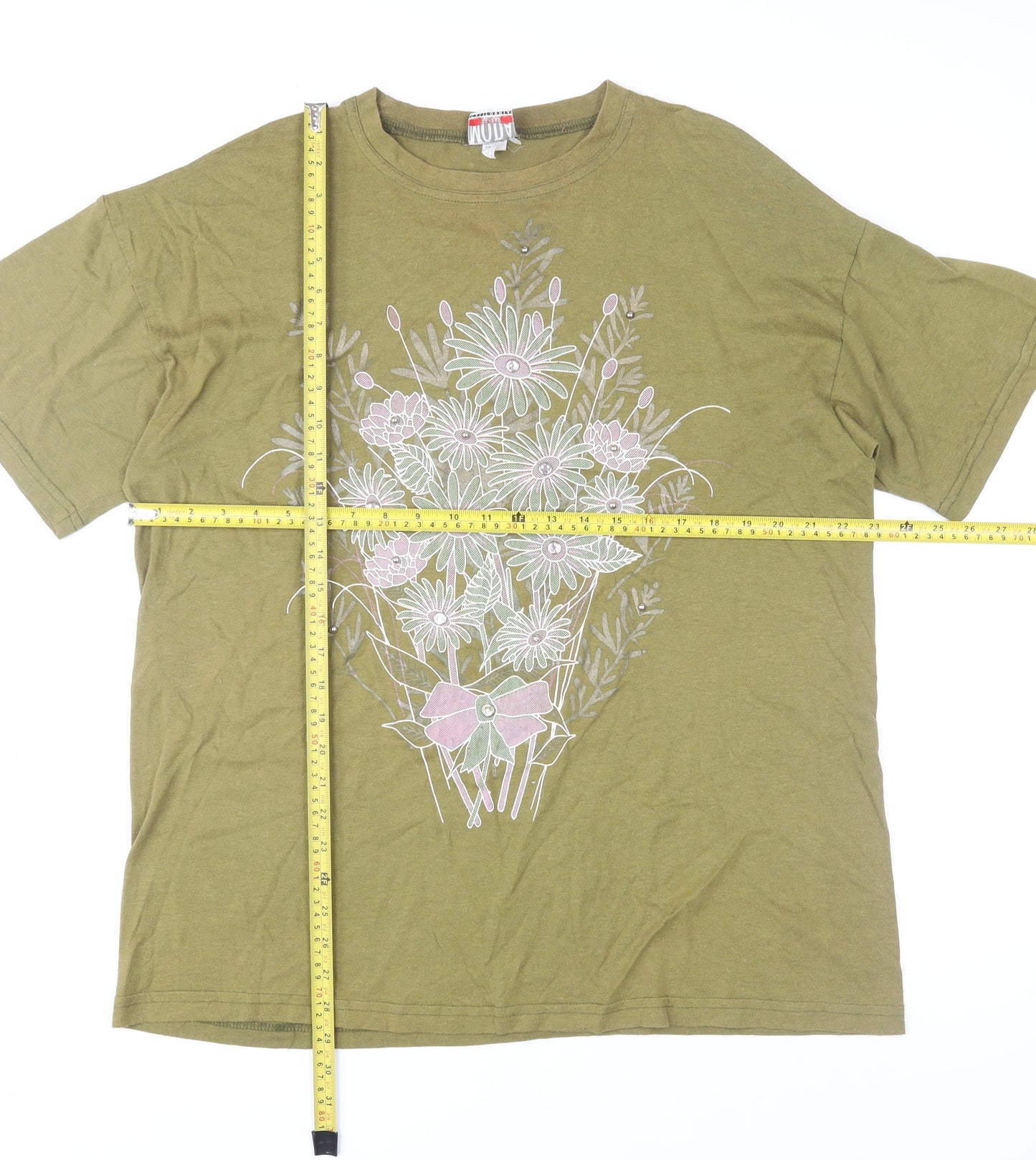 Mood Men’s Green Floral Print Vintage Short Sleeve T-Shirt XL