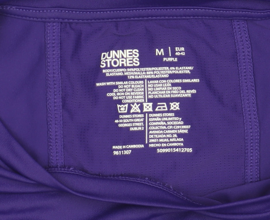 Dunnes Stores Women Purple Active T-Shirt M Polyester Elastane