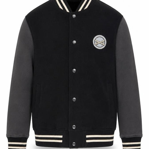 Uniqlo Boys Black Varsity Jacket 11-12 Years Cotton Blend Button Casual