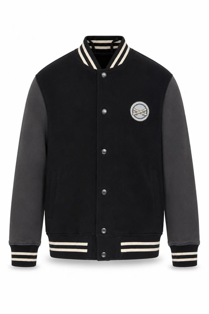 Uniqlo Boys Black Varsity Jacket 11-12 Years Cotton Blend Button Casual