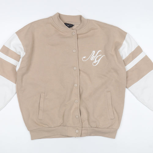 New Look Girls Beige Varsity Jacket 915 Age 12-13 Snap Button Casual